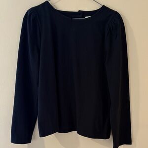 J. Crew Black Long-Sleeve Puff Shoulder Top